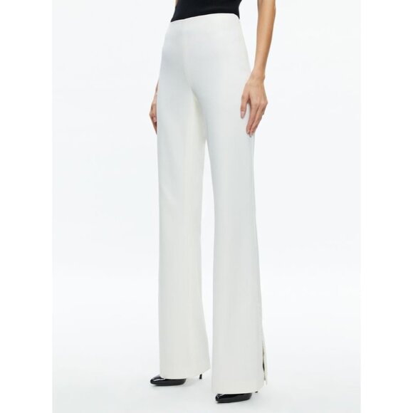 Alice + Olivia Lara‎ Side Slit Pants in Ecru - Size 10 - Picture 1 of 15